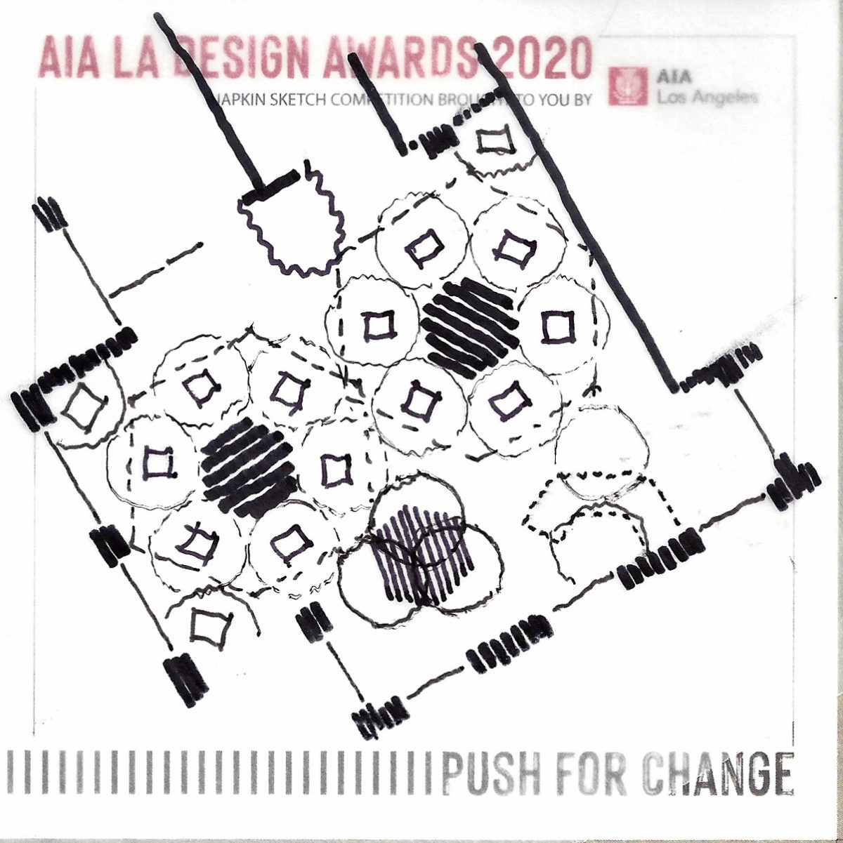 What a nice surprise to win the the AIA/LA Design Awards Napkin Sketch Competition with “a plan for a socially distanced salon”